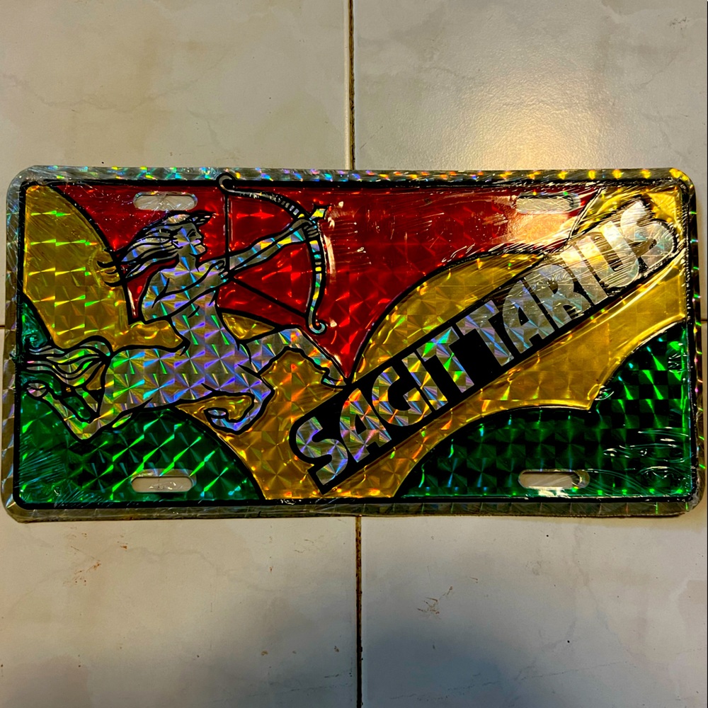 Zodiac Sign, Sagittarius Auto Tag, Metal